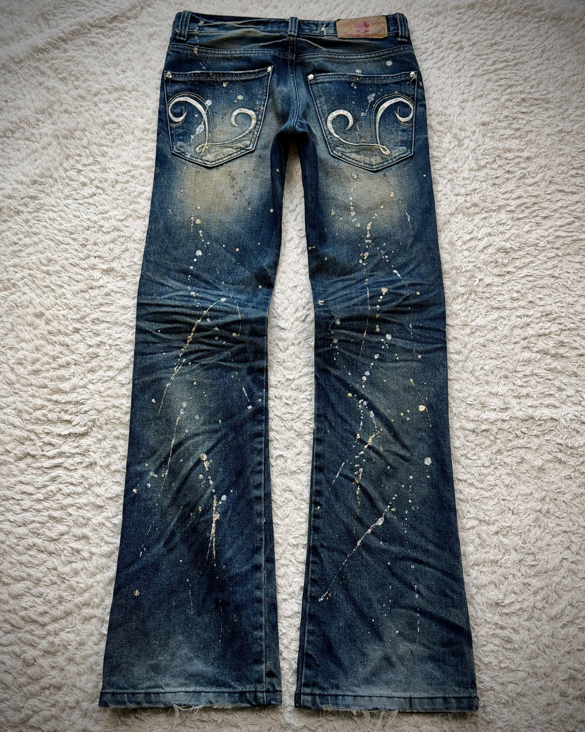 Lagust Luster Splatter Whisker Washed Bootcut Jeans