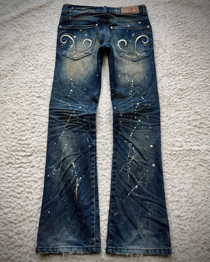 Lagust Luster Splatter Whisker Washed Bootcut Jeans