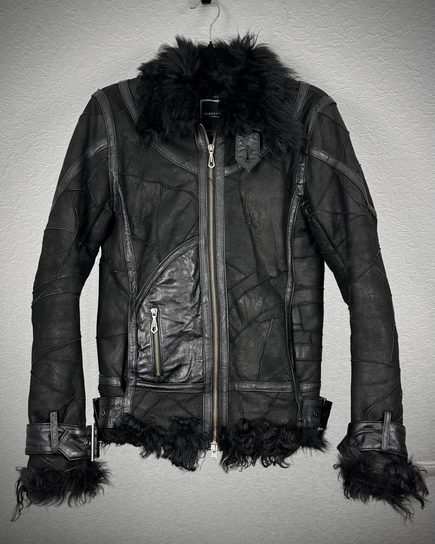 Varentine Fur Lined Leather Patchwork Jacket