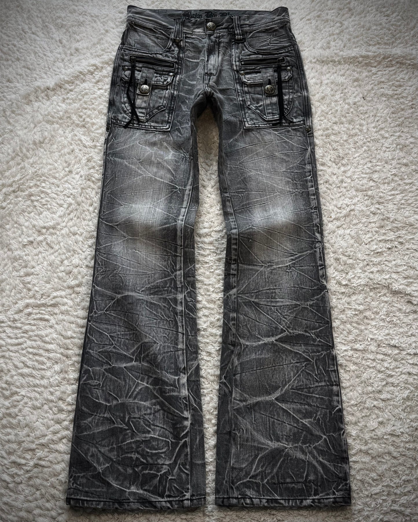 Blow By Blue Honeycomb Washed Bootcut Cargo Denim