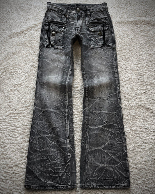 Blow By Blue Honeycomb Washed Bootcut Cargo Denim