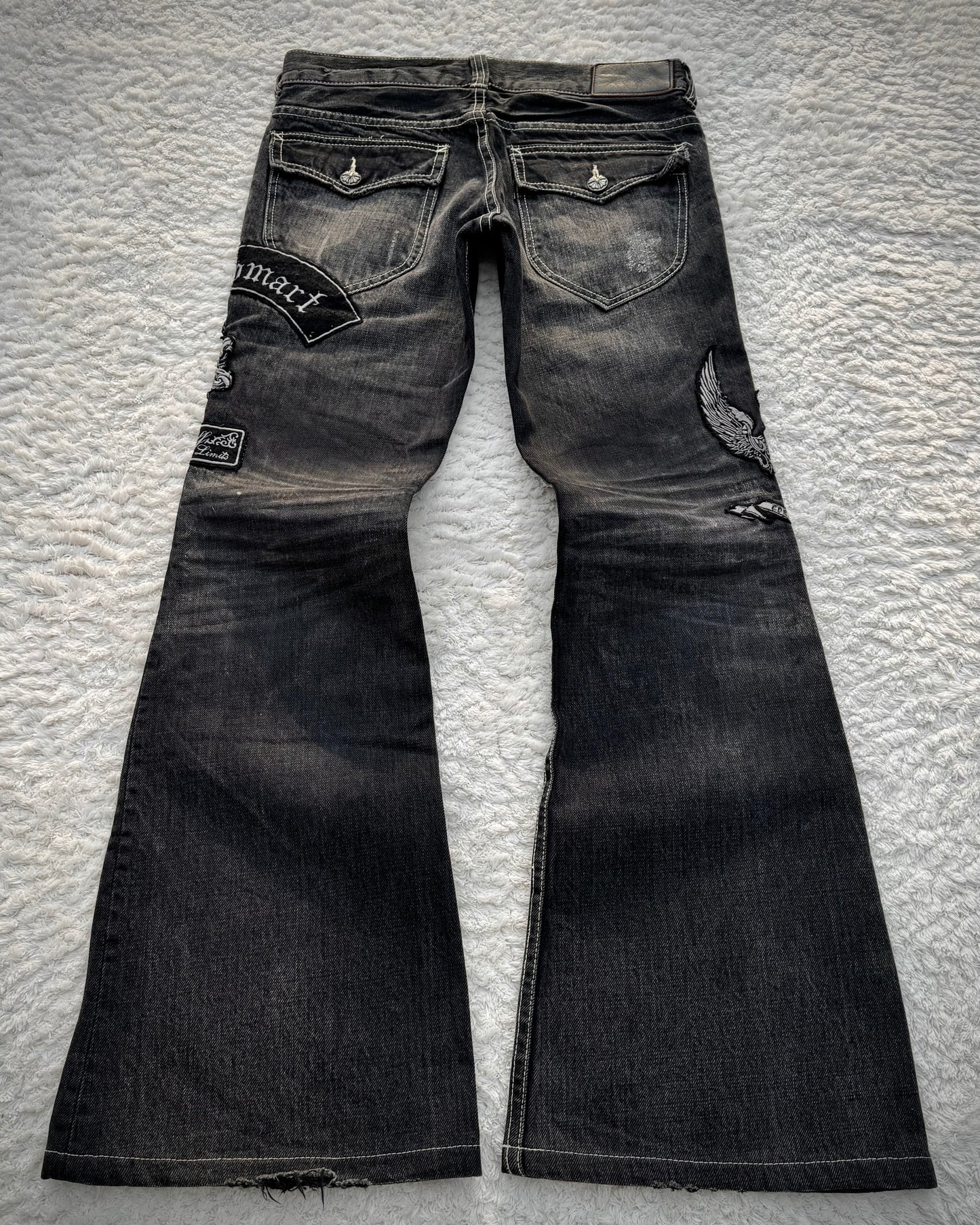 Tornado Mart Embroided Patches Flared Jeans