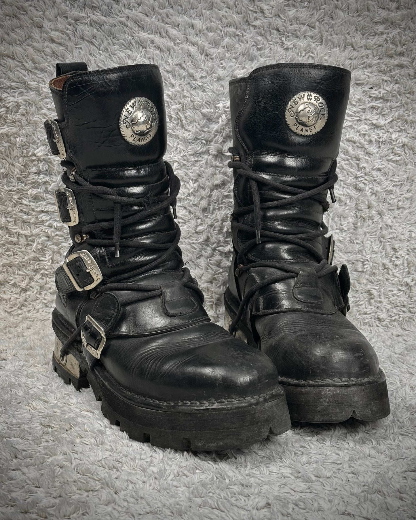 New Rock Steel Heel Leather Boots