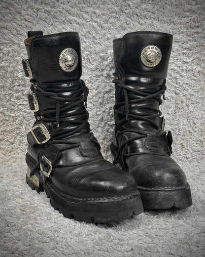 New Rock Steel Heel Leather Boots