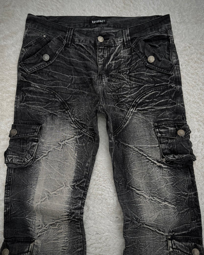 Lowbox Heavy Washed Flared Cargo Pants