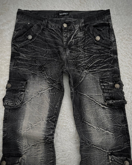 Lowbox Heavy Washed Flared Cargo Pants