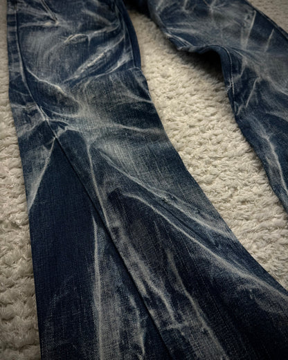 Tornado Mart Clawmarks Washed Spiral Flared Jeans