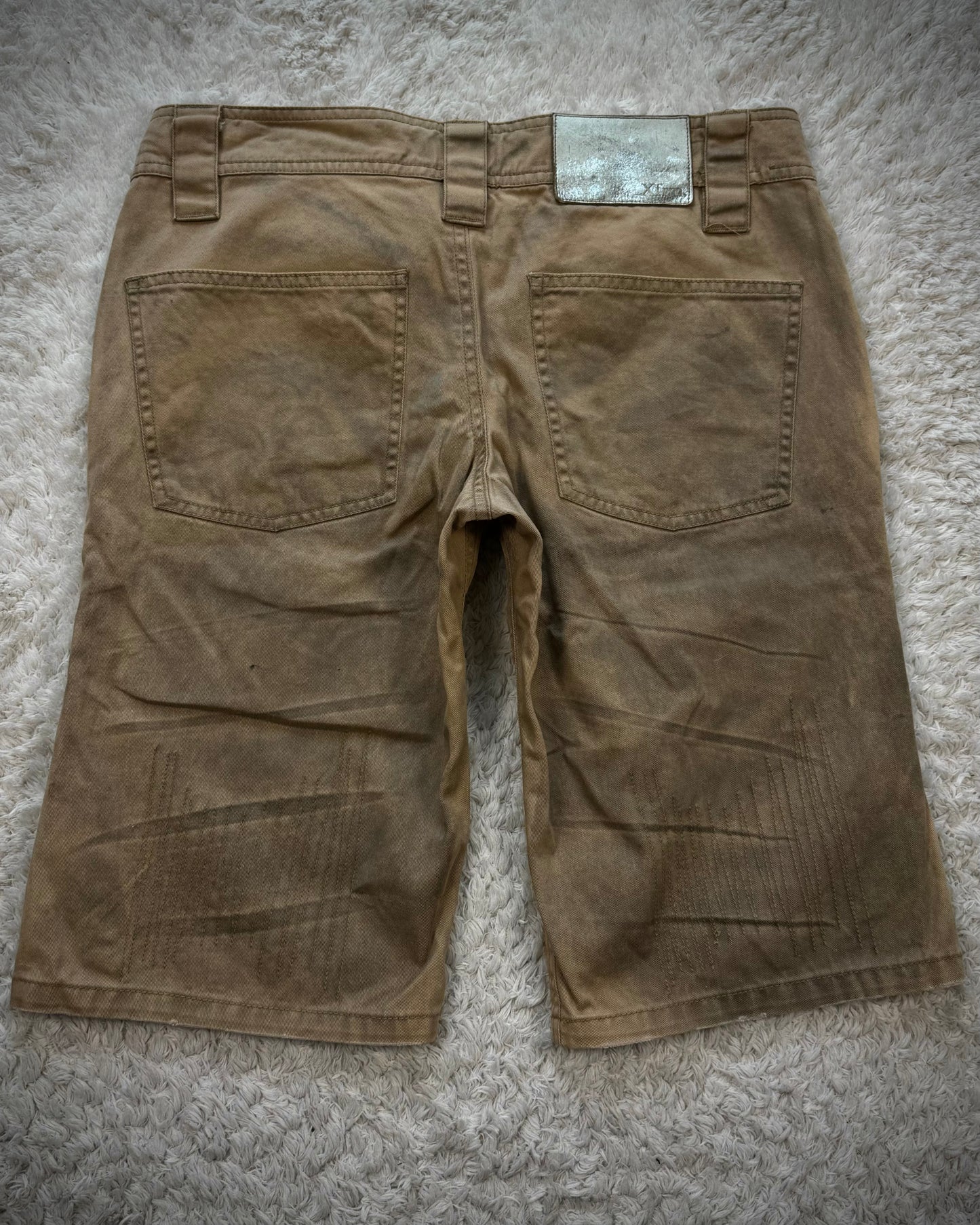Xfrm Skull Embroidery Whisker Washed Stitched Shorts