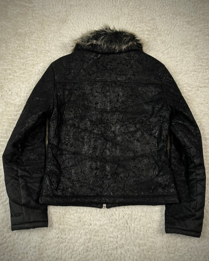 Body Wave Cracked Wax Fur Jacket