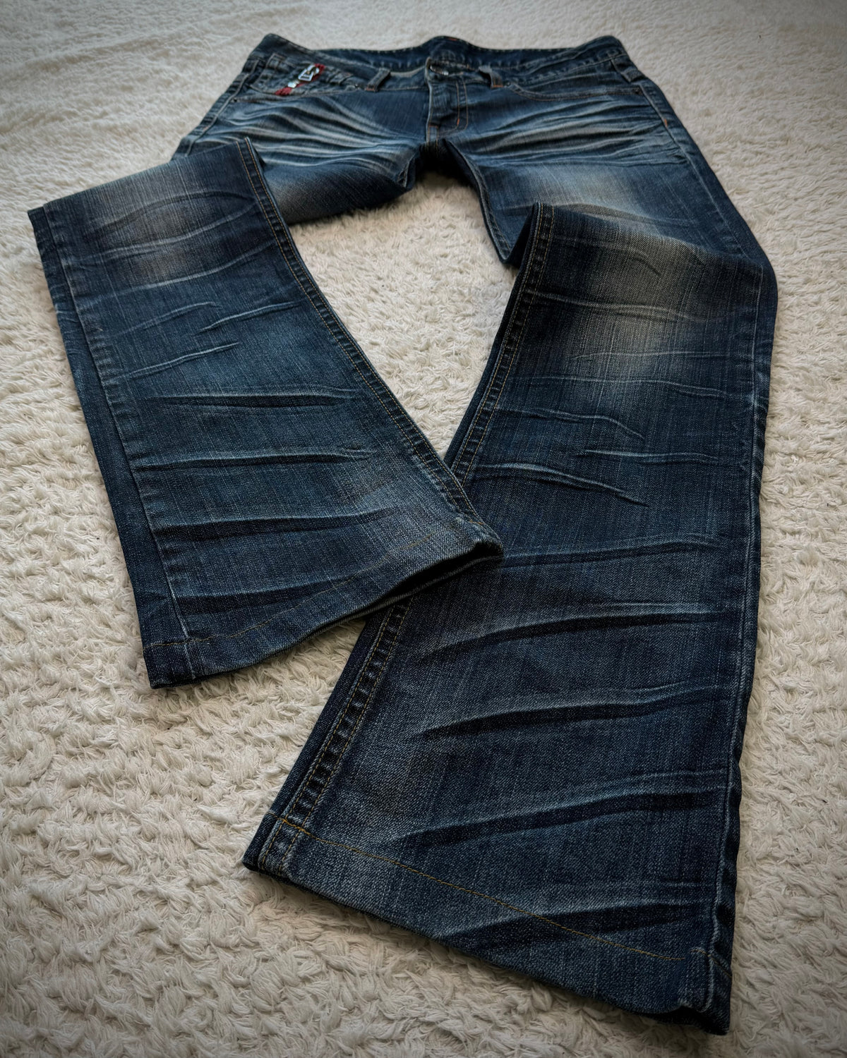 Classical Elf Whisker Washed Vintage Flared Jeans