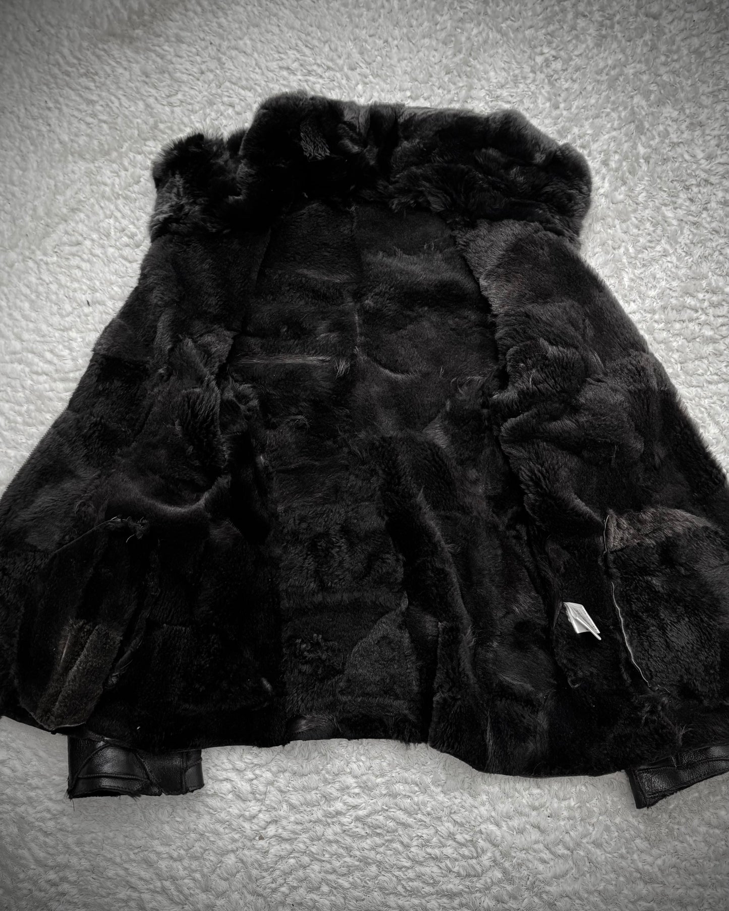Lamb Fur Interior Leather Patchwork Jacket