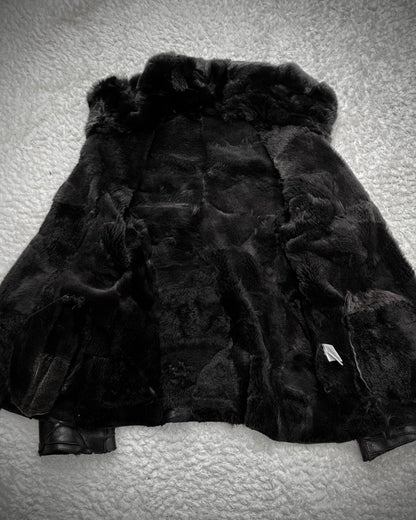 Lamb Fur Interior Leather Patchwork Jacket