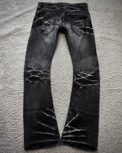 Johnny Wolf Clawmarks Washed J-Cut Flared Jeans