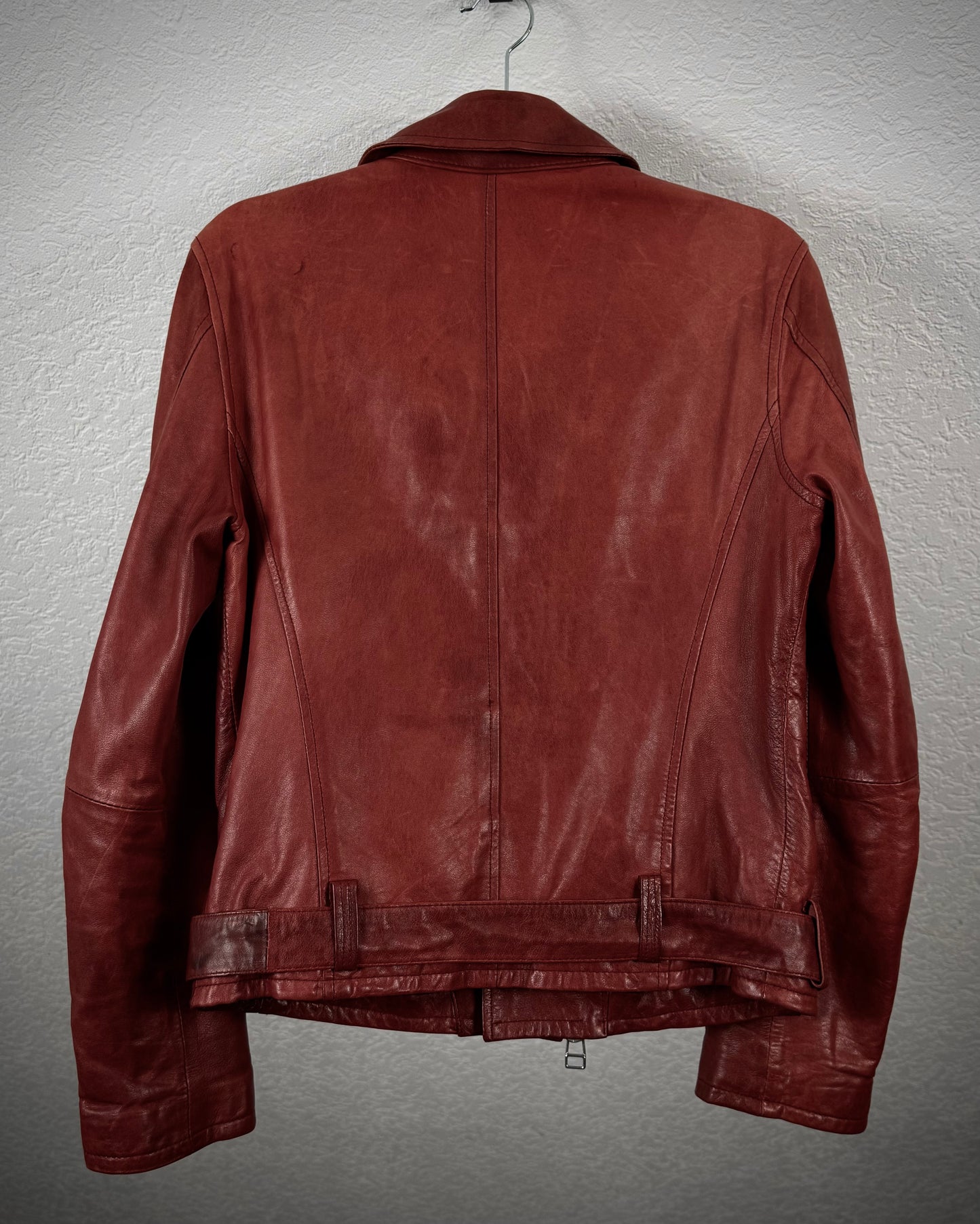 Glamb Bordeaux Leather Biker Jacket