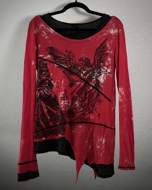 h.Anarchy Double Layered Asymmetrical Raw Cut Longsleeve