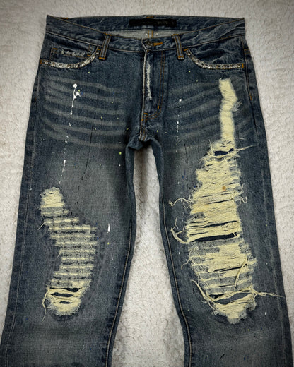 Schlüssel Gemstone Python Repaired Distressing Bootcut Denim