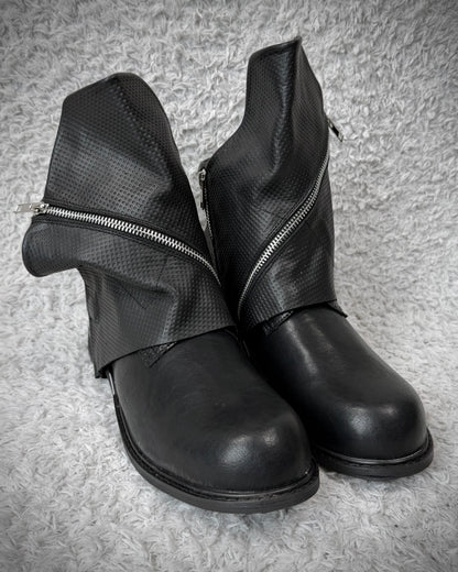 Grained Flap Over Leather Boots
