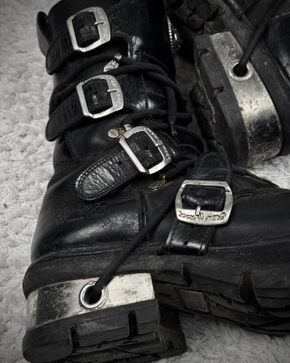 New Rock Steel Heel Leather Boots