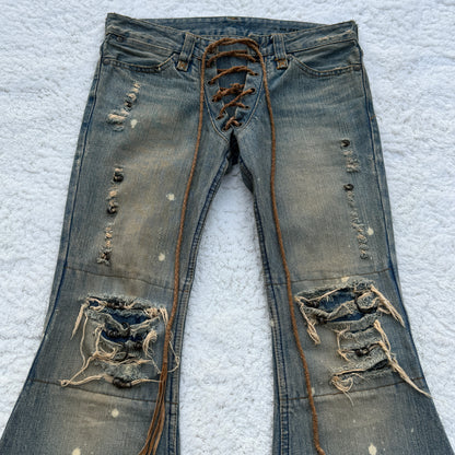 IfSixWasNine Mud Max Lace-Up Bell Bottom Jeans