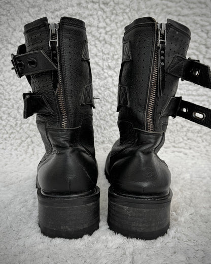 Midas Belted Leather Combat Boots