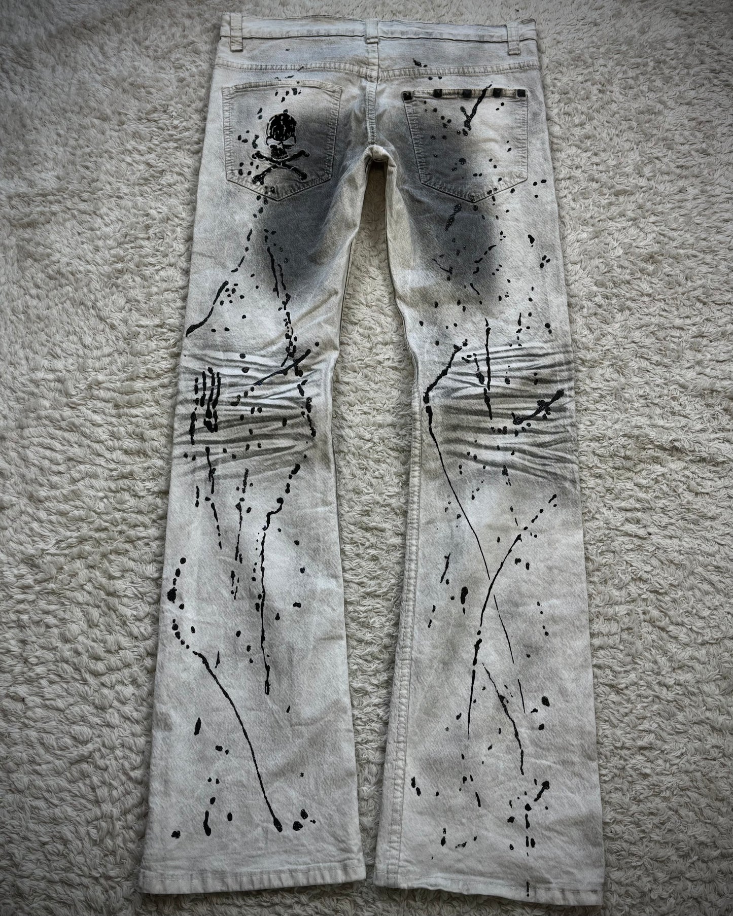 K.U.I Whisker Washed Luster Splatter Bootcut Jeans
