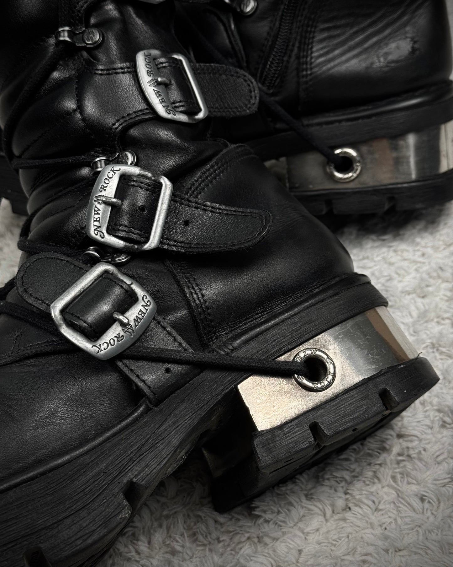 New Rock Steel Heel Leather Boots