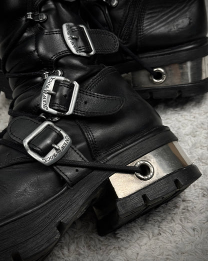 New Rock Steel Heel Leather Boots