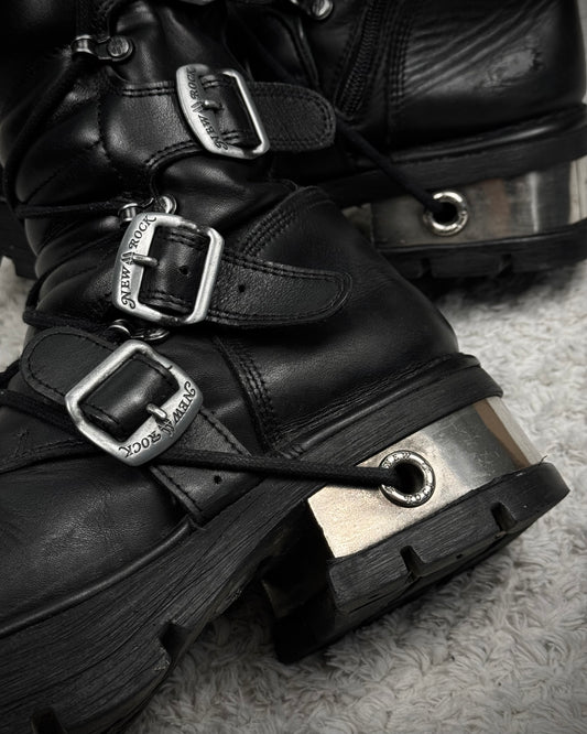 New Rock Steel Heel Leather Boots