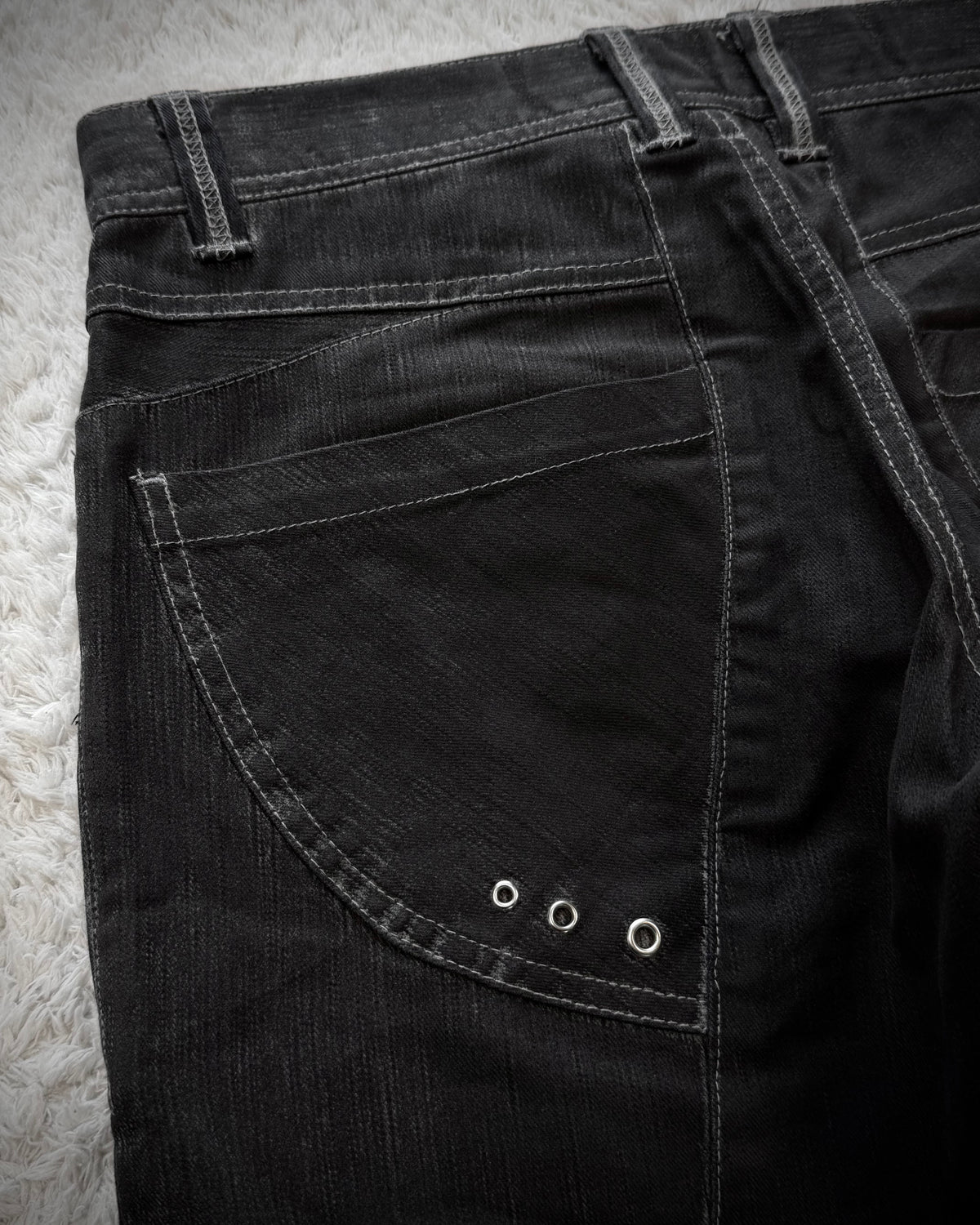 Semantic Design Stone Washed Paneling Flared Pants