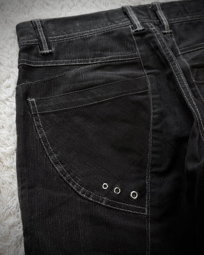 Semantic Design Stone Washed Paneling Flared Pants