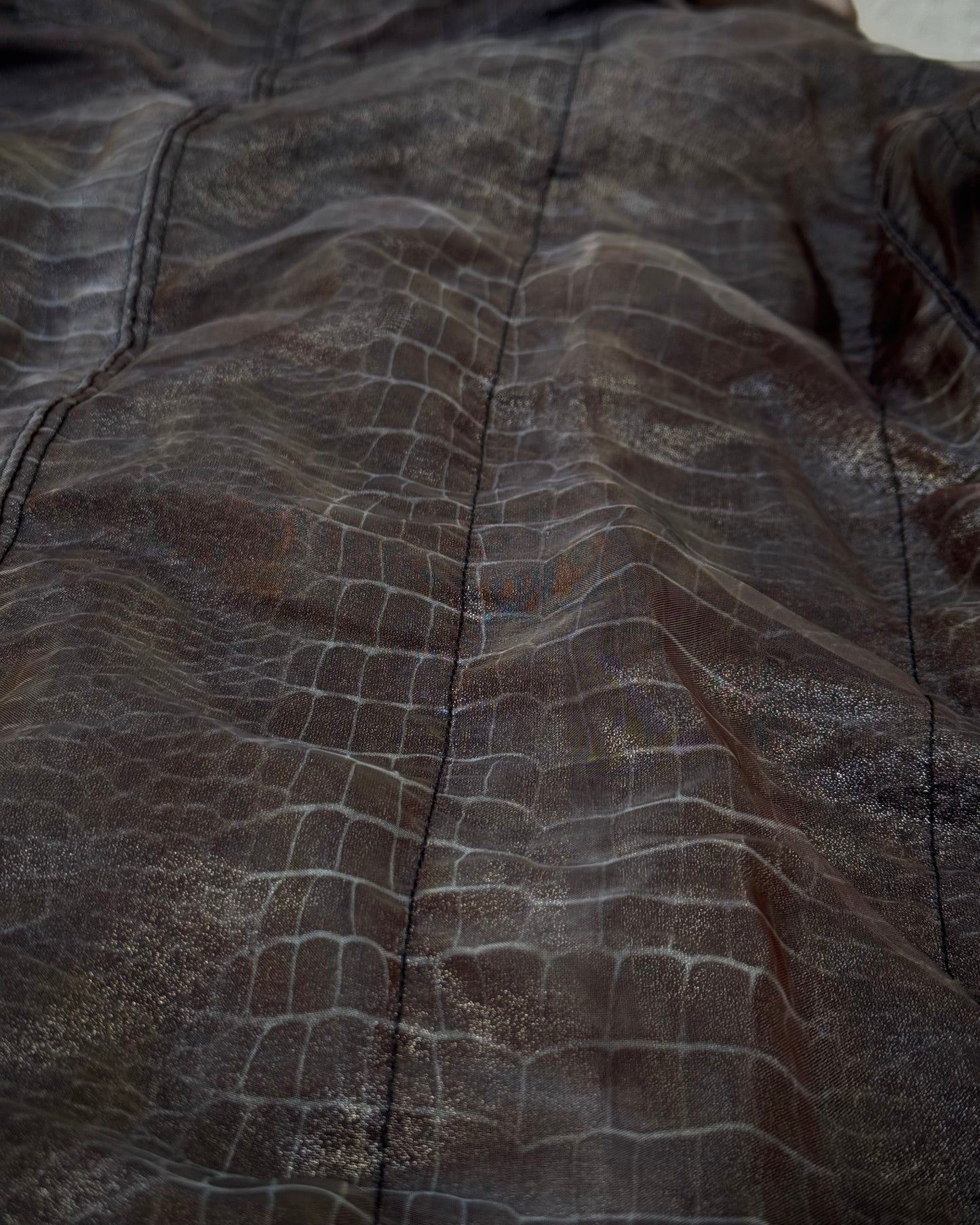 Tornado Mart Double Layered Crocodile Pattern Asymmetrical Jacket