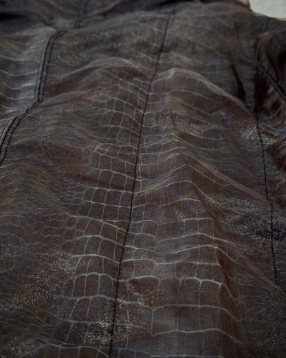 Tornado Mart Double Layered Crocodile Pattern Asymmetrical Jacket