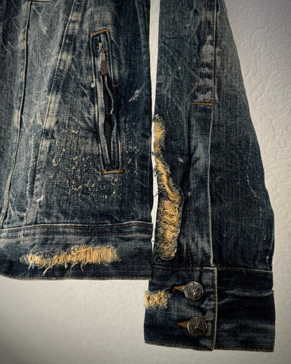 Midas Silver Splatter Distressed Denim Jacket
