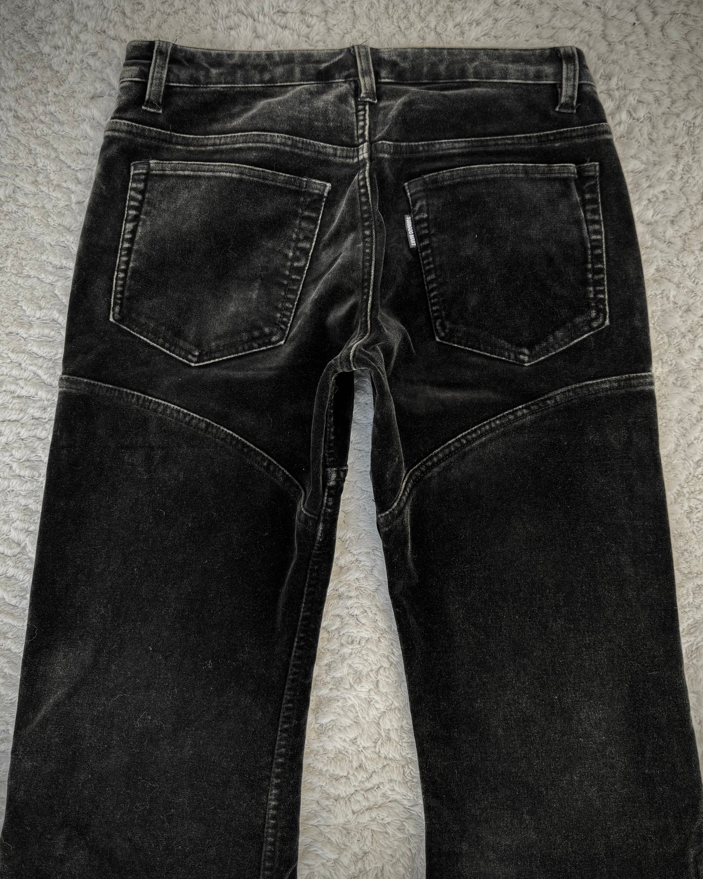 Tornado Mart Black Velour Lace Up Flared Pants