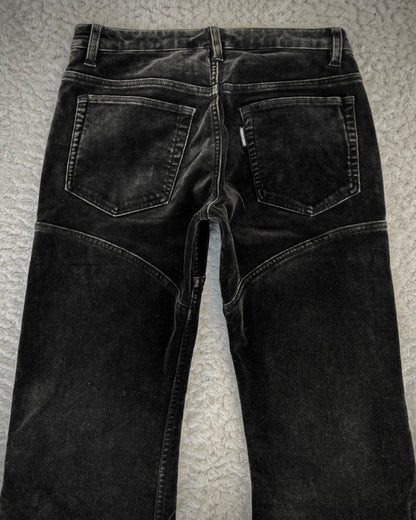 Tornado Mart Black Velour Lace Up Flared Pants