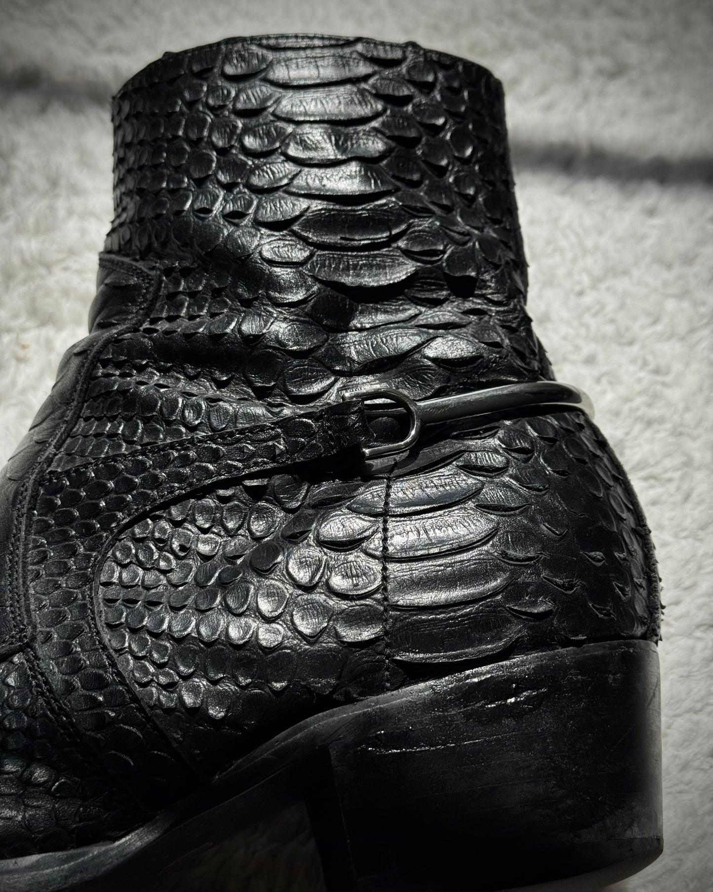 Fr. Lancelot Pointed Python Leather Boots