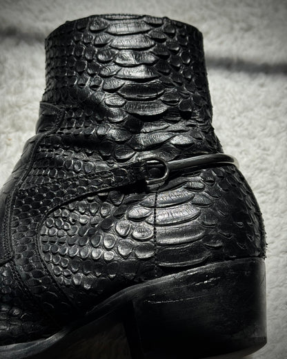 Fr. Lancelot Pointed Python Leather Boots