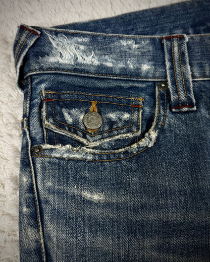 Tornado Mart Repaired Distressing Spiral Flared Jeans