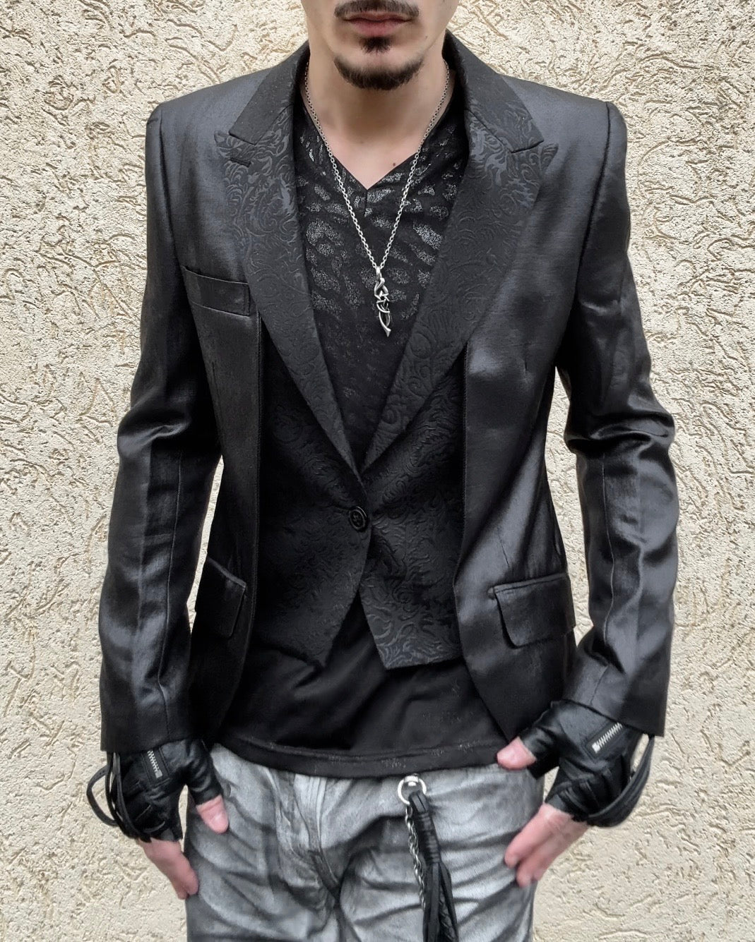 Midas Jacquard Luster Layered Gilet Blazer
