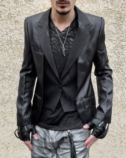 Midas Jacquard Luster Layered Gilet Blazer