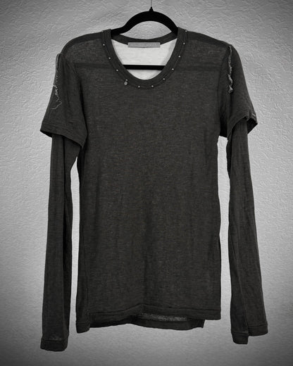FranCisT MOR.K.S. Double Layered Studded Silver Thread Longsleeve Shirt