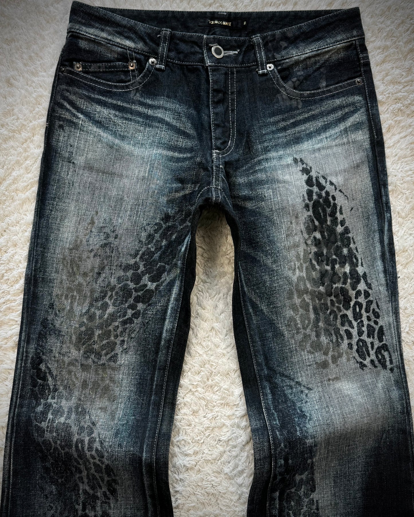 Tornado Mart Leopard Imprinted Bootcut Jeans