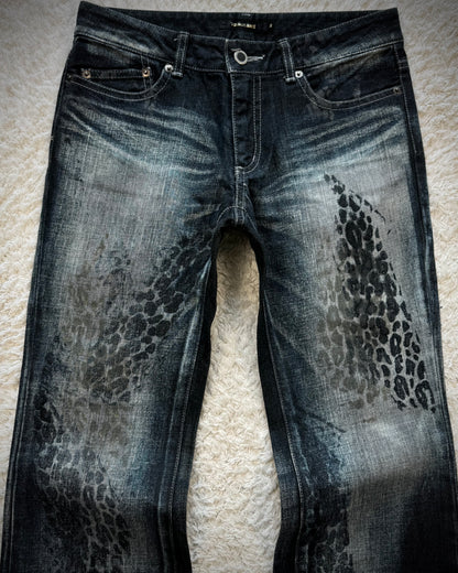 Tornado Mart Leopard Imprinted Bootcut Jeans