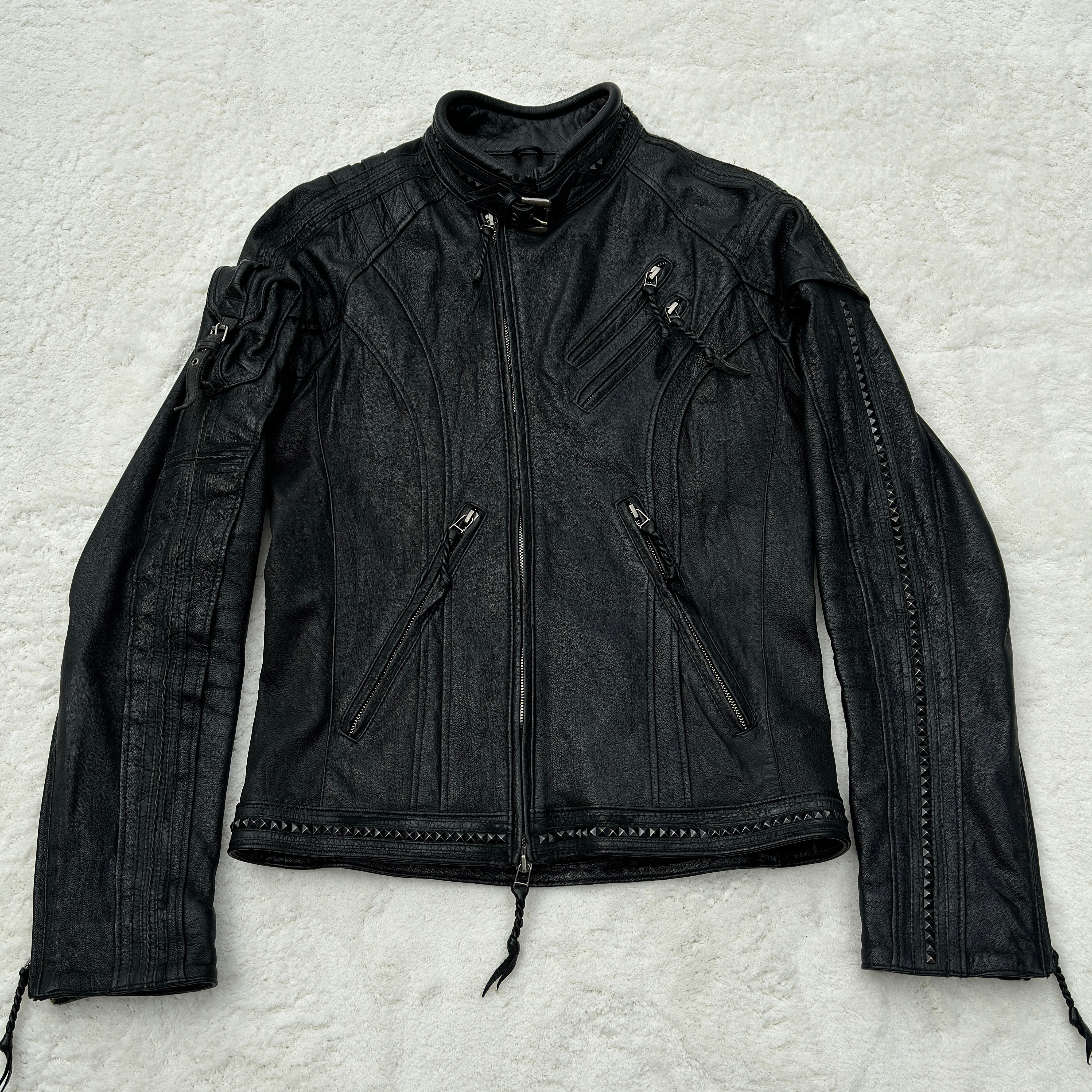 KMRii Studded Leather Biker Jacket