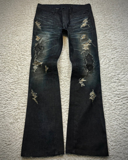 Fuga Python Repaired Distressing Clawmarks Bootcut Denim