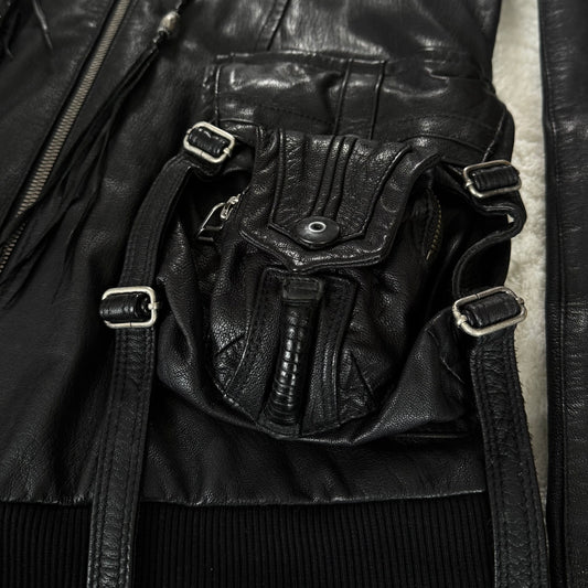 KMRii Tactical Hooded Leather Jacket