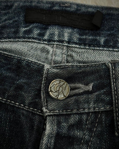 Fuga Claw Marks Washed Snakeskin Flared Jeans