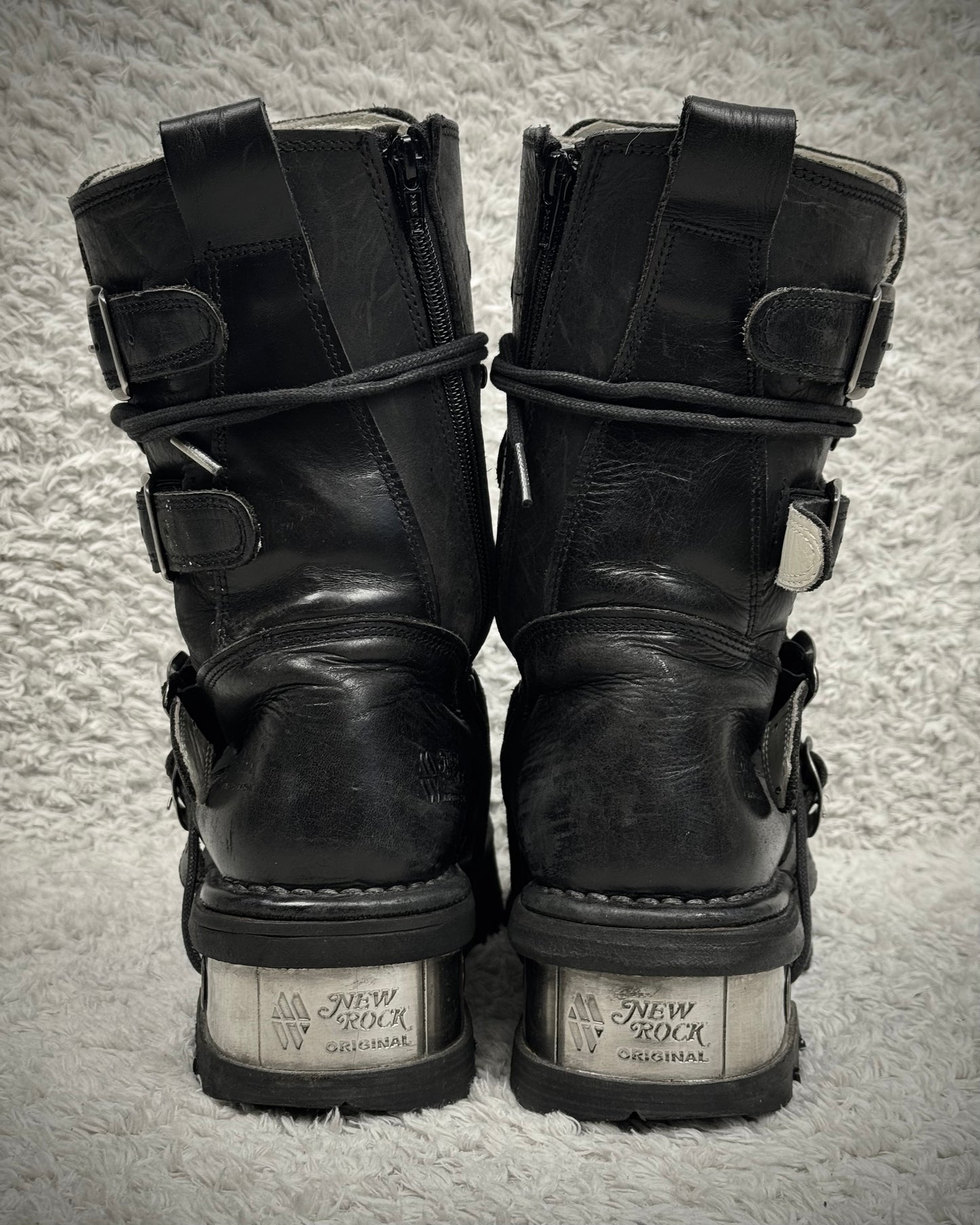 New Rock Steel Heel Leather Boots