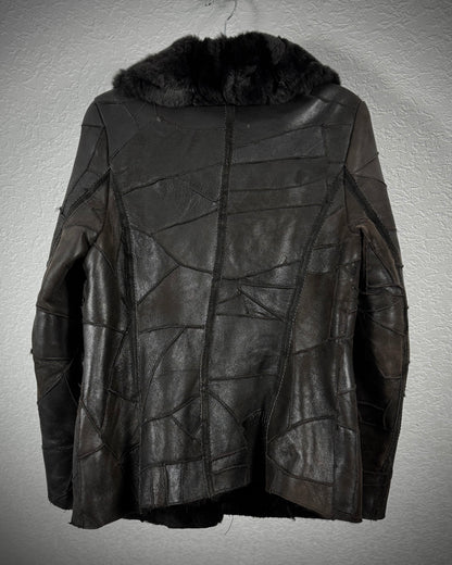 Lamb Fur Interior Leather Patchwork Jacket