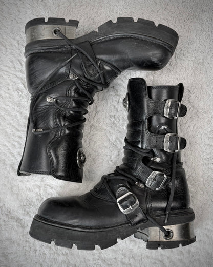 New Rock Steel Heel Leather Boots
